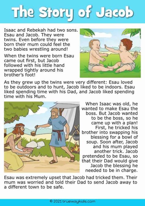 Sunday Class Lessons, Jacob Bible Story, Bible Stories For Kids Printable, Bible Stories For Kids Sunday School, Cinderella Story For Kids, Children Bible Stories, Kids Bible Stories, Jacob Bible, Bible Story For Kids