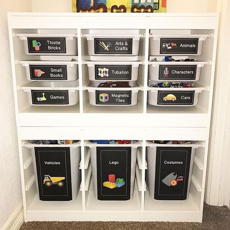 IKEA trofast labels. 100% removable and customizable https://www.etsy.com/ca/shop/PeeWeePeelshttps://www.etsy.com/ca/shop/PeeWeePeels Ikea Kids Playroom, Trofast Ikea, Alison King, Toy Room Organization, Brick Crafts, Toy Bin, Ikea Trofast, Ikea Kids, Storage Kids Room