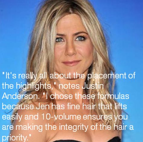 Jennifer Aniston Hair Color, Hair Formula, Jennifer Aniston Hair, Color Formulas, Hair Color Formulas, Jennifer Aniston, Hair A, Fine Hair, Short Hair Cuts