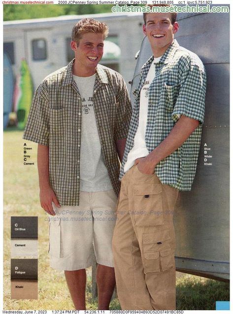 2000 JCPenney Spring Summer Catalog, Page 309 - Catalogs & Wishbooks Surfer Boy Aesthetic, 2000s Mens Fashion, Mens Fahsion, Dad Outfits, Surfer Boy, Fashion 2000s, Outfits 2000s, Fashion Reference, 2010 Fashion