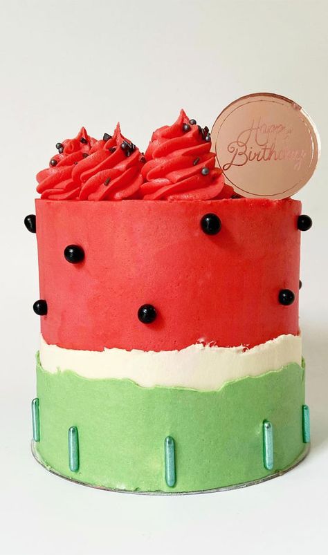 watermelon-inspired cake, summer-themed cake, summer theme cake, birthday cake, summer vibe cake, colorful cake, colourful cake ideas, tropical vibe cake, cherry cake Cake Summer Theme, Colourful Cake Ideas, Watermelon Cake Design, Summer Cakes Ideas, Summer Theme Cake, Birthday Cake Summer, Summer Party Cake, Colourful Cake, Summer Birthday Cake