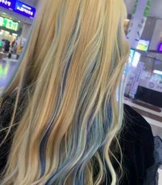 Blonde Hair With Blue Tips, Blonde Hair With Blue Highlights, Blue Tips Hair, Blonde And Blue Hair, Darling Charming, Blue Hair Highlights, Long White Hair, Light Blue Hair, Hair Color Streaks