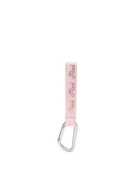 The Takeaway: Conveniently cute New favorite keeper of the keys. Logo accent Carabiner included 6.5" L x 0.875" H Imported Gift Wishlist Ideas, Pink Girly Stuff, Dior Keychain, Pink Keychains, Pink Girly Things Accessories, Cute Keychains For Car Keys, Keychains Aesthetic, Pink Moped, Keychain Aesthetic