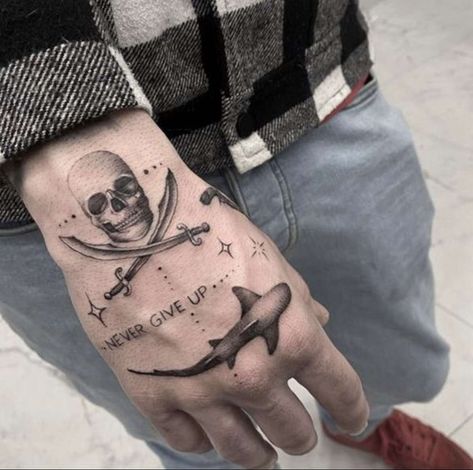 Leg Sleeves, Hand Tattoo, Never Give Up, Hand Tattoos, Skull Tattoo, Nautical, Tattoos