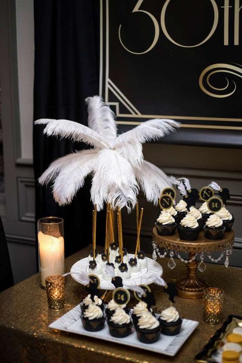 Roaring 20's Birthday Party Ideas | Photo 47 of 60 | Catch My Party 1920s Theme Birthday Party, Roaring 20s Birthday Party Decor, Flapper Themed Birthday Party, Harlem Nights Decor, Pink Roaring 20s Party, Flapper Party Decorations, Roaring 30s Birthday Party, Flapper Party Roaring 20s, Peaky Blinders Birthday Theme