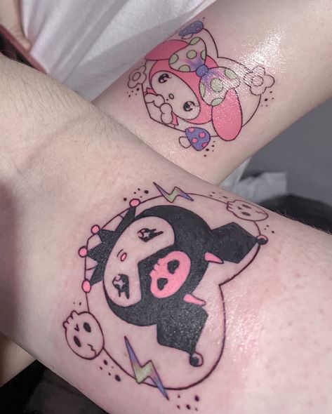 Finally got it 🎀🎀 #sanrio #tattoo #hellokitty #kuromi #mymelody #cute #kawaii #kawaiiaesthetic #kawaiitattoo #cutetattoo Kuromi Tattoo Design, Kuromi Tattoo, Kuromi And My Melody, Kawaii Tattoo, Kawaii Aesthetic, My Melody, Cute Kawaii, Cute Tattoos, Got It