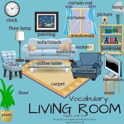 Vocabulary -LIVING ROOM📺😊#esl #efl #english #vocabulary #study #furniture #livingroom Materi Bahasa Inggris, Esl Vocabulary, Learning English For Kids, English Vocab, Kids English, English Fun, English Language Teaching, English Lessons For Kids, English Writing Skills