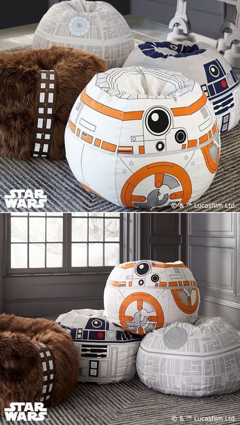 If you are looking for modern Star Wars furniture, the Chewbacca bean bag chair is a good choice. It is available complete with filling for $279, or you can buy only the slipcover for $169 at PBteen. Star Wars Bean Bag, Modern Star Wars, Star Wars Zimmer, Star Wars Baby Room, Star Wars Furniture, Star Wars Kids Room, Star Wars Boys Room, Star Wars Themed Bedroom, Star Wars Room Decor