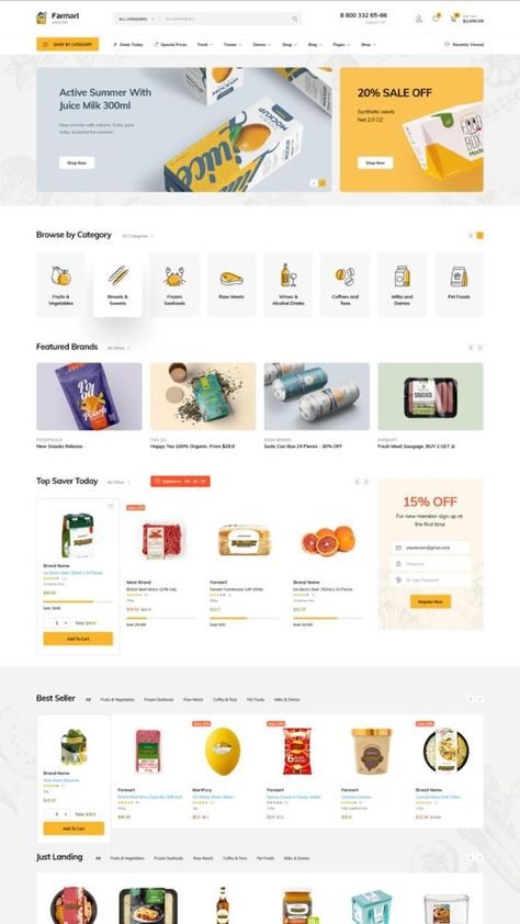 Site Design Ideas Corporate Website Design, Grocery Ads, Beautiful Web Design, Food Web Design, Layout Web, Ecommerce Website Template, Desain Ui, Ecommerce Web Design, Webdesign Inspiration