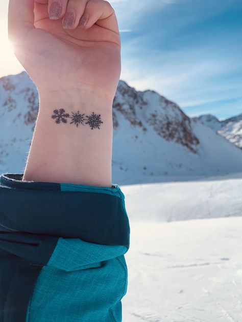 Snow Drop Flower Tattoo, Grandchildren Tattoo Ideas, Small Snowflake Tattoo, Snow Drop Flower, Skiing Tattoo, Grandchildren Tattoos, Berg Tattoo, Snowflake Tattoo, Winter Tattoo