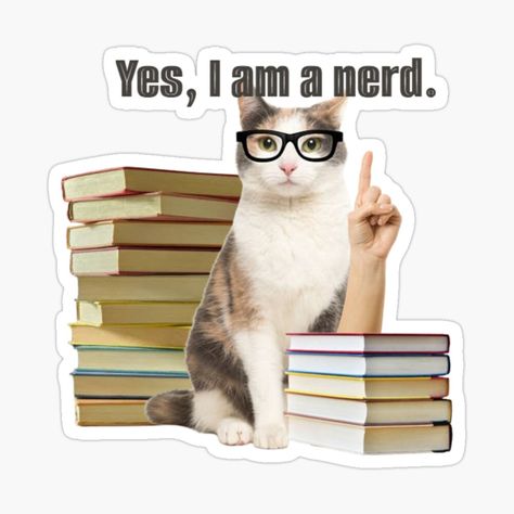 Get my art printed on awesome products. Support me at Redbubble #RBandME: https://www.redbubble.com/i/sticker/Yes-i-am-a-nerd-cat-by-kairngorm/159815413.EJUG5?asc=u Nerd Cat, Cat Stickers, My Art, Awesome Products, Collage, Art Prints, For Sale, Pins, Art