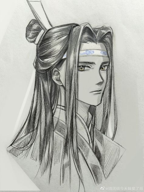 The Untamed Drawing Pencil, Lan Zhan Drawing, Mdzs Drawing, The Untamed Drawing, Untamed Drawing, Animation Character Drawings, Anime Face Drawing, Manga Watercolor, Pencil Sketch Images