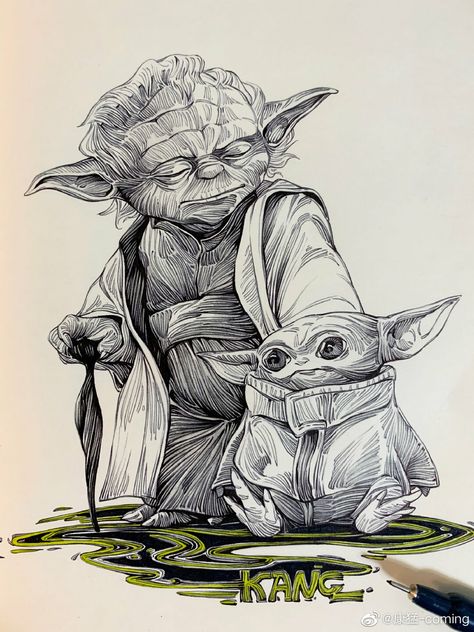 ArtStation - ~Reincarnation~, KANG MENG Kang Meng, Star Wars Dibujos, Watercolor Painting Inspiration, Art In Black And White, Sketches Ideas, Pen Drawings, Art Media, Draw Art, Star Wars Fandom