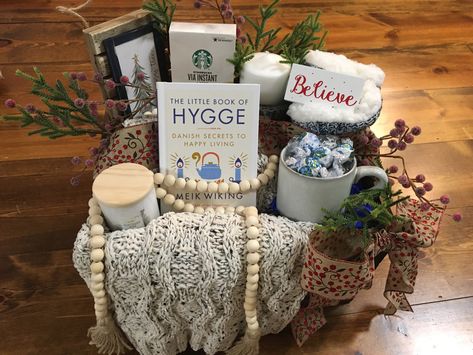 Hygge Basket, Hygge Gift Basket, Hygge Box, Book Basket, Hygge Book, Christmas Gift Hampers, Hygge Gifts, Retreat Ideas, Book Baskets