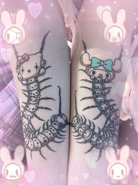 How cute is thisss?? Oh my god⚔️💕 16 Tattoo, Grunge Tattoo, Goth Tattoo, Jazmin Bean, Handpoke Tattoo, Kawaii Tattoo, Tatuaje A Color, Aesthetic Tattoo, Tattoo Flash Art