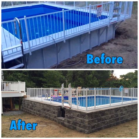 Above Ground Pool Placement In Yard, Permanent Above Ground Pool, Above Ground Pool Enclosure Ideas, Kayak Pool Landscaping, Kayak Pool Deck Ideas, Above Ground Pool Fence Ideas, Fence Around Above Ground Pool, Semi Above Ground Pool, Kayak Pools