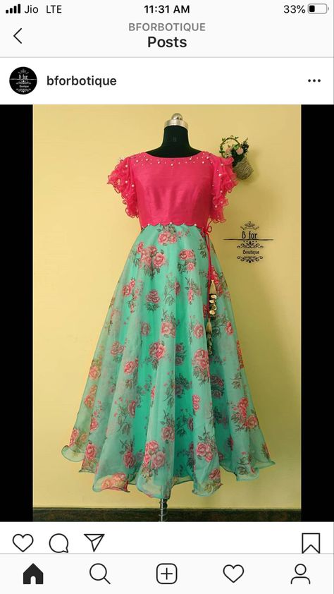 Ruffle Hands For Long Frocks, Kurtis Models, Ruffle Hands, Organza Clothing, Indian Long Dress, Gown Dress Party Wear, Green Blouse Designs, Frock Models, Mom Dresses