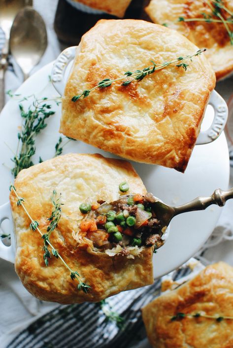 Mini Beef Pot Pies | Bev Cooks Mini Turkey Pot Pies, Turkey Pot Pie Recipe, Vegan Pot Pies, Vegetable Pot Pies, Beef Pot Pies, Pot Pie Filling, Buttery Pie Crust, Turkey Pot, Turkey Pot Pie