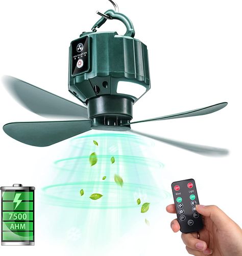 DUKUSEEK Tent Ceiling Fans for Camping, 7500mAh Portable Tent Fans with Light and Remote Control, Power Bank, USB Battery Operated Camping Fan with Hanging Hook for Canopy Tent, RV Tent Ceiling, Tent Fan, Camping Fan, Hanging Tent, Lost Lands, Canopy Tent Outdoor, Portable Fans, Portable Tent, Emergency Power