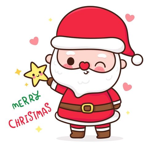 Santa Claus Drawing, Santa Cartoon, Cute Merry Christmas, Realistic Christmas Trees, Santa Claus Images, Kawaii Christmas, Cute Christmas Wallpaper, Merry Christmas Images, Christmas Characters