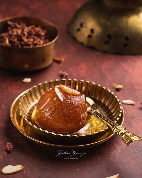 Gulab Jamun - Indian Dessert on Behance Punjabi Food Photography, Gulab Jamun Photography, Gulag Jamun, Gulab Jamun Recipe, Food Reference, Jamun Recipe, Punjabi Food, Festive Food, Lightroom Photo