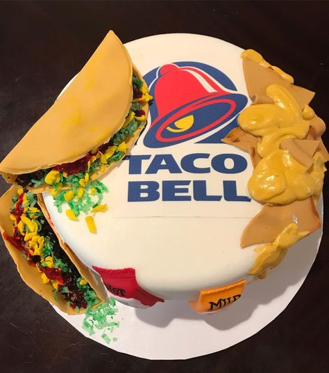 Alisha Mcmurren on Instagram: “Taco Bell cake 🌮 #tacobell #tacos #cake #cupcakes #hollywood #celebrities #cakepops #birthdaycake #bachelorettecakes #weddingcakes…” Taco Bell Birthday Party, Taco Cake Ideas, Taco Bell Cake, Taco Cake, Bachelorette Cake, Farewell Party, Fun Cakes, Farewell Parties, Cake Cupcakes