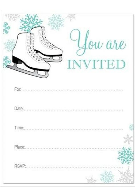 Ice Skating Party Invitations, Skating Party Invitations, Ice Skating Invitation, Ice Skating Birthday Party, Skating Birthday Party, Ice Skating Party, Skating Party, Invitations Template, Gold Foil Wedding Invitations