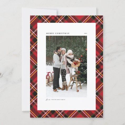 $2.32 | Classic Red Plaid Pattern Merry Christmas Photo #merry christmas, plaid christmas card, photo christmas card, rustic christmas card, red christmas card, zchristmas, zholiday, zgreeting, zlove, vertical photo Plaid Christmas Card, Holiday Cards Family, Happy Holidays Photo, Merry Christmas Photos, Tartan Christmas, Christmas Family Photos, The Jacksons, Christmas Holiday Cards, Merry Christmas Card