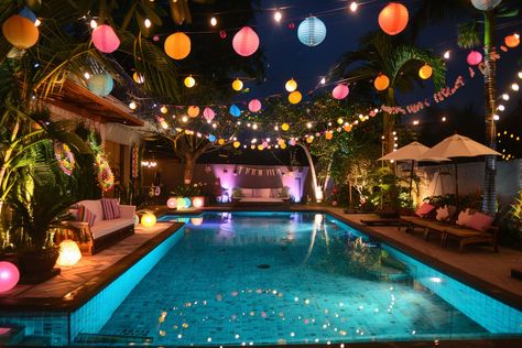 Host an unforgettable pool party with these 8 splash-worthy ideas for adults. From tropical luaus to glow-in-the-dark themes, find inspiration for decorations, activities, and more to make your event the talk of the season. Discover more at URCordiallyInvited. Adults Pool Party Ideas, 30th Pool Party Ideas, Tropical Pool Party Ideas, Tropical Bday Party Ideas, Pool Birthday Party Ideas For Adults, Colour Party Ideas Adults, Pool Party Decorations Adult, Night Pool Party Aesthetic, Night Pool Party Decorations