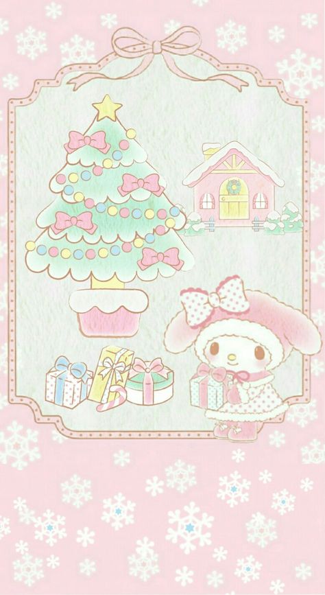 Sanrio Halloween Lockscreen, My Melody Winter Wallpaper, My Melody Wallpaper For Ipad, My Melody Christmas Wallpaper, Merry Christmas Pink Wallpaper, Christmas Wallpaper Hello Kitty, Wallpaper For Ipad Aesthetic, Sanrio Christmas Wallpaper, Christmas My Melody