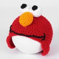 Elmo Crochet, Freebies Pattern, Crochet Character Hats, Crochet Animal Hats, Earflap Beanie, Crochet Kids Hats, Crochet Knit Hat, Crochet Beanie Pattern, Childrens Hats