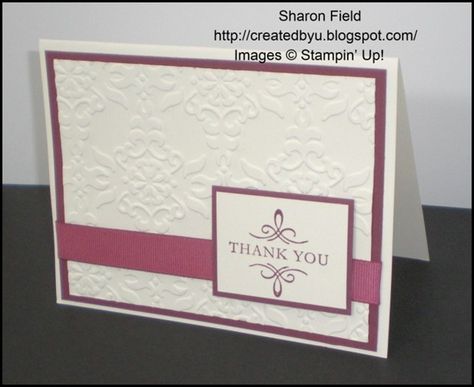 thank you Stampin Up Easy Thank You Cards Simple, Elegant Thank You Cards Handmade, Ornate Thanks Stampin Up Cards, Silhouette Thank You Cards, Rustic Thank You Cards, Embossed Cards, Special Cards, Stamping Up Cards, Card Making Inspiration