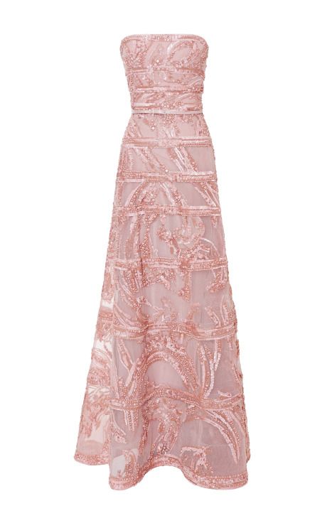 Blush Strapless Embroidered Gown by Elie Saab - Moda Operandi Gown Moda Operandi, School Dance Dresses, Elie Saab Spring, Pink Gowns, Prom Dress Inspiration, Cute Prom Dresses, Glam Dresses, Gorgeous Gowns, Elie Saab