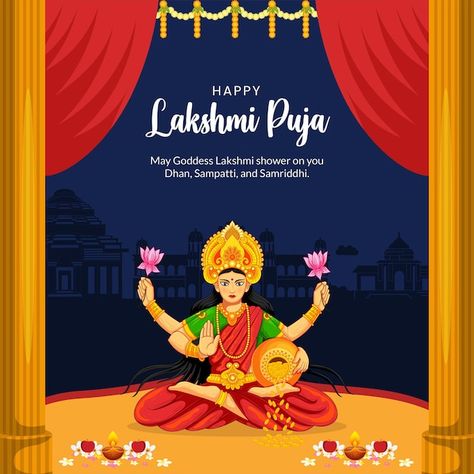 Indian religious festival happy lakshmi ... | Premium Vector #Freepik #vector #goddess-lakshmi #laxmi-puja #festival-design #lakshmi Lakshmi Puja Creative Ads, Lakhi Puja, Lakshmi Pujan Diwali Wishes, Bike Advertisement, Human Skeleton Labeled, Skeleton Labeled, Advertisement Ideas, Lakshmi Puja, Ratha Yatra