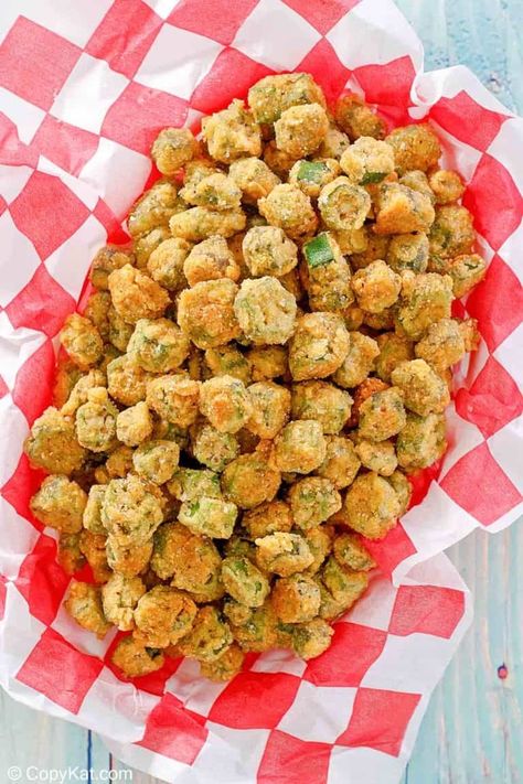 Fried Okra Recipe - CopyKat Recipes Breaded Okra, Fried Okra Recipe, Southern Fried Okra, Fresh Okra, Okra Fries, Okra Recipe, Southern Side Dishes, Fried Okra, Okra Recipes