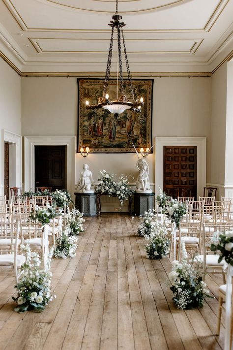 Wedding Flowers White And Green, Aisle Meadows, Green Ceremony, Wedding Flowers White, First Dance Wedding Songs, Elmore Court, Wedding Walk, Ceremony Aisle, Court Wedding