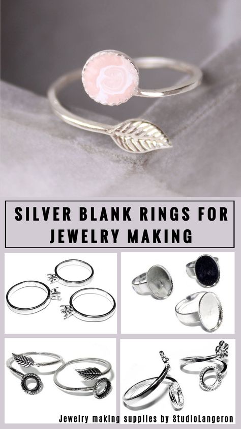 Sterling silver ring blanks by StudioLangeron. Look at the sterling silver, 14k filled and solid gold ring blanks with bezel cup for making jewelry in our shop / Beautiful ring from our blanks ring on this photo by LoveyourTribe  #silverjewelry #jewelrysupplies Jewelry Diy Tutorials, Jewelry Ideas Diy, Vintage Jewelry Diy, Silver Engraved Bracelet, Hammered Silver Jewelry, Ring Blanks, Wholesale Jewelry Supplies, Silver Jewelry Diy, German Silver Jewelry