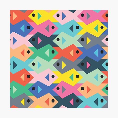 "Circus II" Photographic Print by elfina | Redbubble Fish Tessellation, Tessellation Art, Tessellation Patterns, Geometric Pattern Art, Buy Fish, Geometric Flower, Mid Century Modern Art, Diy Frame, Art Activities