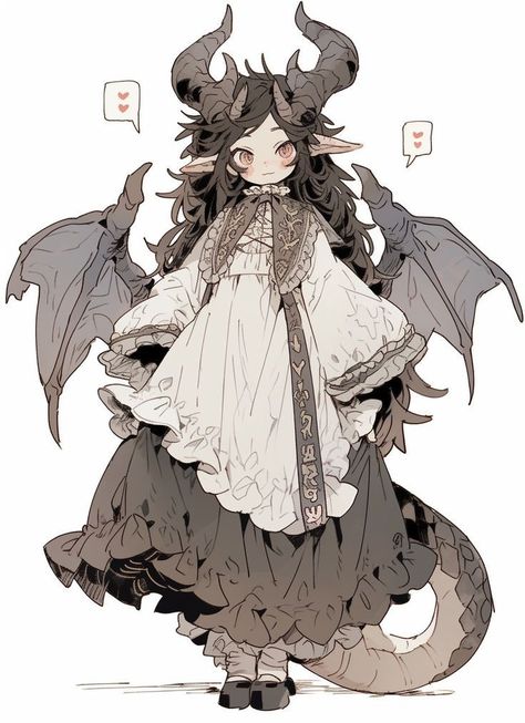 Unique Anime Character Design, Anime Dragon Character Design, Fluffy Dress Drawing Reference, Cute Dragon Character Design, Oc Designs Inspiration, Dragon Girl Character Design, Dragon Person Character Design, Dragon Girl Oc, Dragon Girl Art