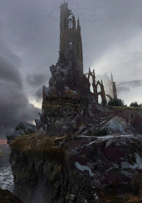 The Tower by Blake Rottinger Location Inspiration, Art Watch, Landscape Concept, Level Design, 다크 판타지, Fantasy Castle, Fantasy Setting, Fantasy Places, Wow Art