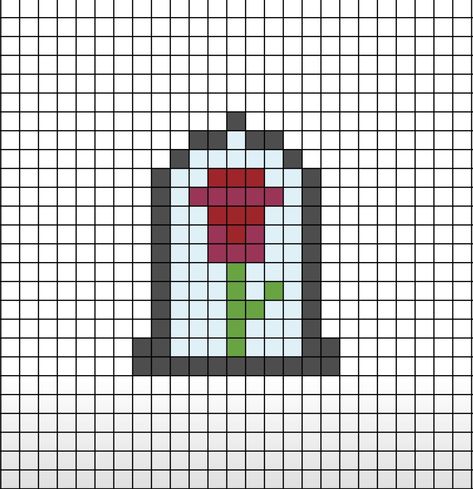 A small pixel art template of the enchanted Rose from Disney's Beauty and the Beast. Pixel Art Beauty And The Beast, Pikcells Art, Small Disney Pixel Art, Pixel Art Ideas Cute Mini, Pixel Art Grid Disney, Beauty And The Beast Pixel Art, Pixel Art Drawings Easy Small, Disney Pixel Art Easy, Pixel Art Pattern Disney