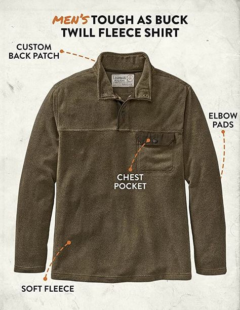 Legendary Whitetails Men's Tough as Buck Twill Fleece Quarter Snap Pullover Banner Design Layout, White Tail, Quarter Zip, Classic Looks, Custom Shirts, Casual Fashion, Athletic Jacket, Mens Shirts, Relaxed Fit