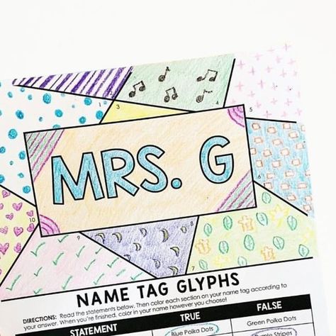 Name Tag Activity, Name Tag Art, Beginning Of The Year Activities, Student Name Tags, Nametags For Kids, Fall Art Projects, Fall Art, Green Polka Dot, 5th Grades