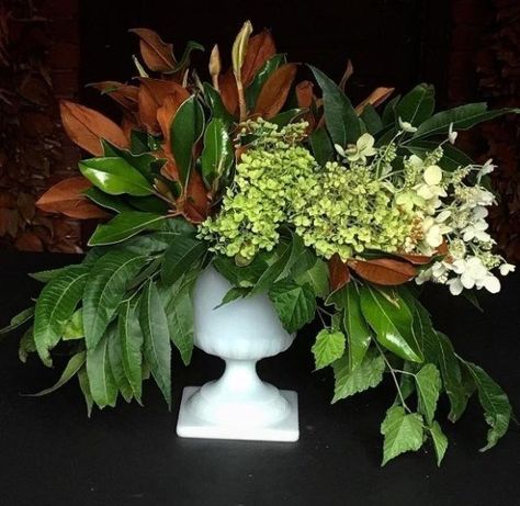 Hydrangea Annabelle, Magnolia Centerpiece, Altar Flowers, Winter Gardening, Hydrangea Arrangements, Fall Flower Arrangements, Flower Cart, Fall Arrangements, Church Flowers