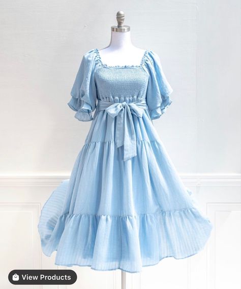 Sky Blue Dress Outfit, Romantic Clothes, Simple Frock Design, Simple Frocks, Stylish Short Dresses, Cute Dress Outfits, Trendy Dress Outfits, Quick Outfits, Easy Trendy Outfits