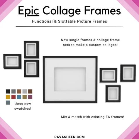 RAVASHEEN - Epic Collage Frames 4 Picture Frame, Collage Picture Frames, Magazines For Kids, Custom Picture Frame, Collage Frames, Mix And Match, Sims 4, Picture Frame, Photo Frame