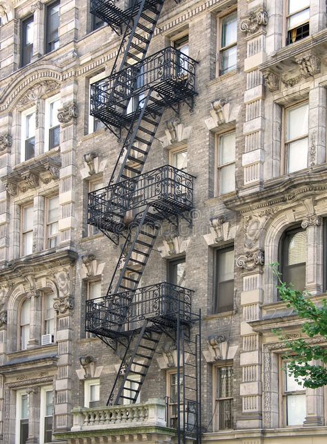 Apartment Safety, Harlem Apartment, 50s House, Rainbow Pictures, Magazine Pictures, Steel Fabrication, Fire Designs, Fire Escape, Iron Railing