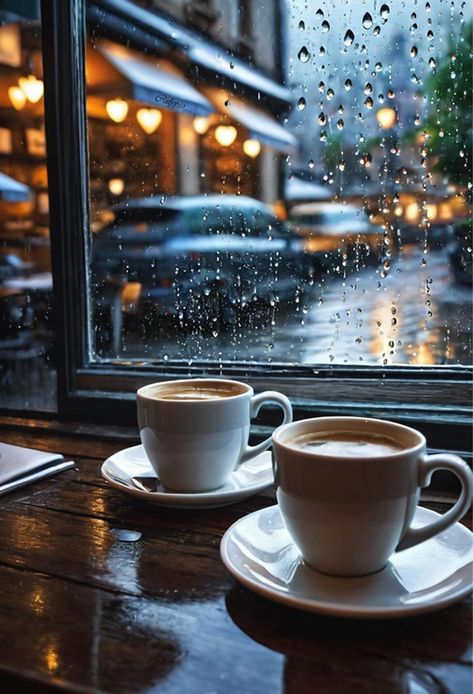 Rainy Day Coffee Shop, Rain And Coffee, Rainy Window, Rainy Day Aesthetic, Roses Book, Coffee Shop Aesthetic, Cups Of Coffee, Coffee Obsession, Power Nap