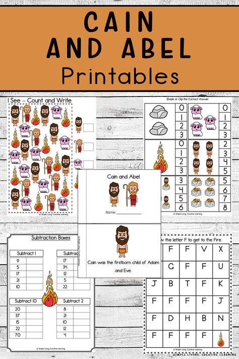 Cain and Abel Printables Cain And Abel Printable, Cane And Abel Bible Craft, Cain And Abel Activities Free Printable, Cain And Able Craft For Kids, Cain And Abel Craft, Cain And Abel Activities, Cain And Abel Crafts For Kids, Abel And Cain, Adam And Eve Craft