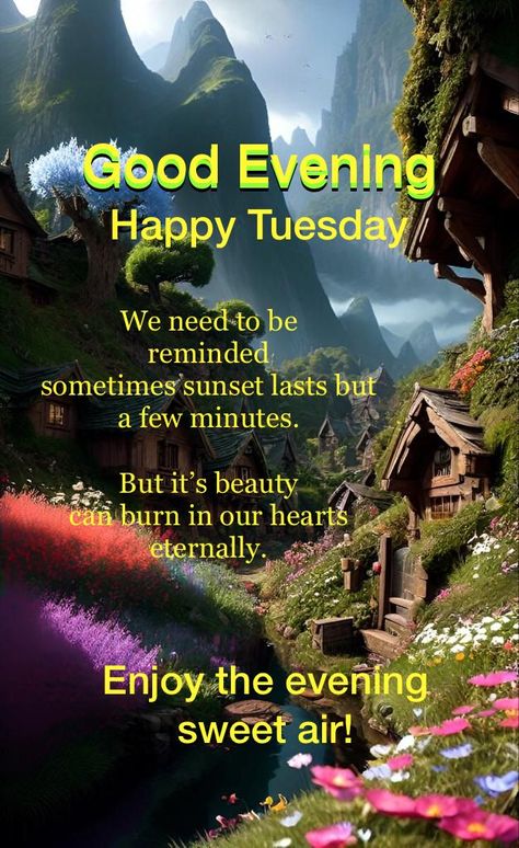 Tuesday Evening Blessing, Evening Blessings, Happy Tuesday Morning, Tuesday Blessings, Good Afternoon Quotes, Evening Quotes, Afternoon Quotes, Daily Greetings, Birthday Greetings Friend